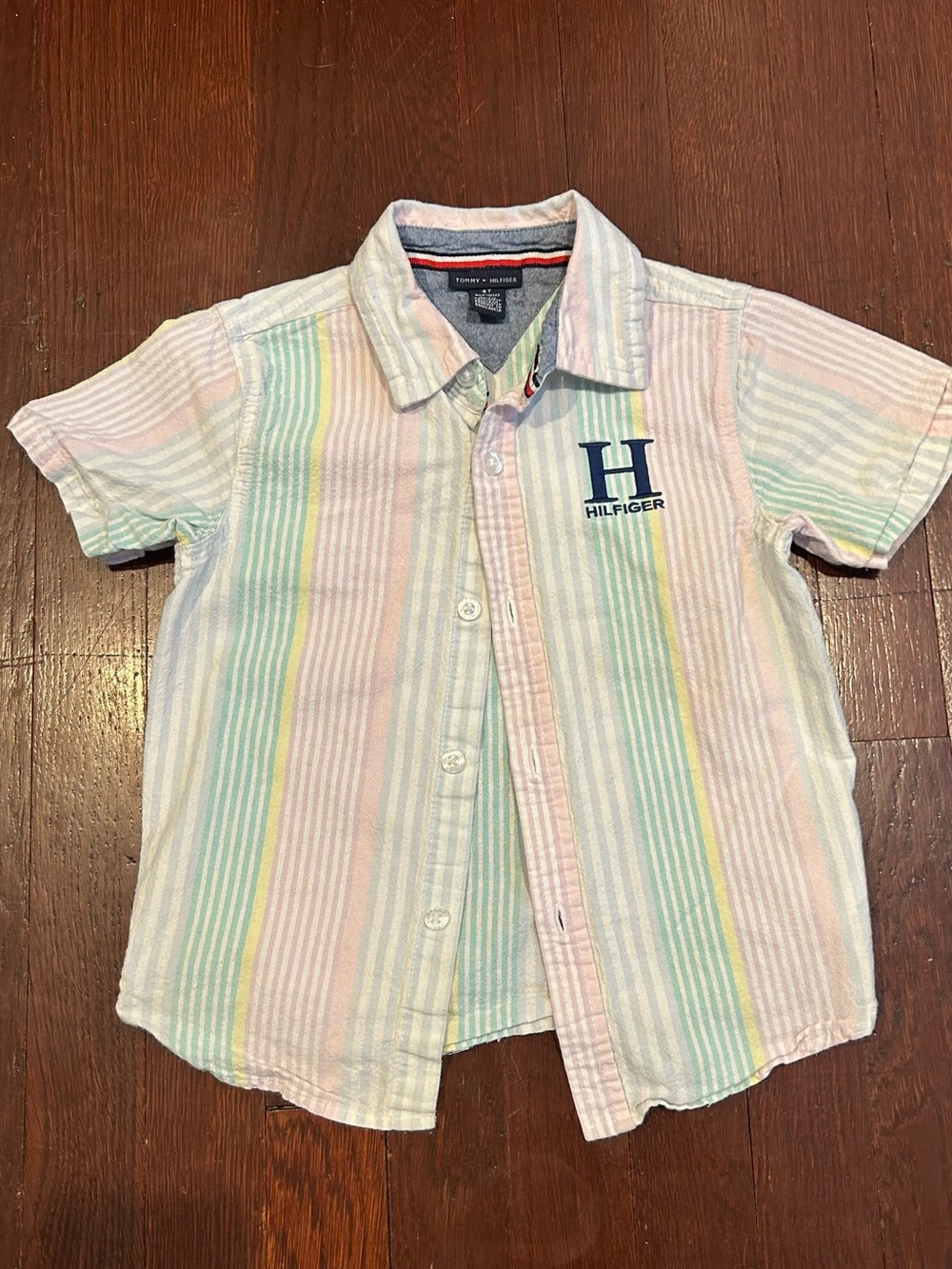 Tommy Hilfiger Pastel Multi-Stripe Short-Sleeve Button-Down Shirt